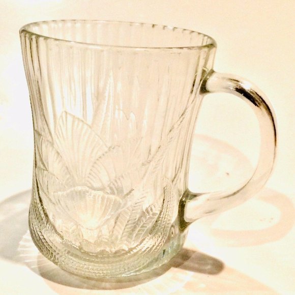 Clear Glass Lotus Flower Mug ARCOROC FRANCE Botany - Picture 3 of 12